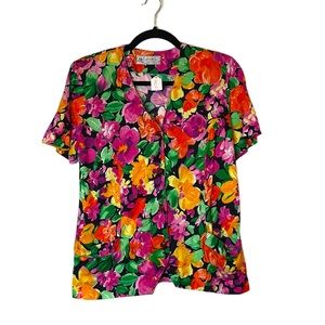 80s Floral Short Sleeve Button Down